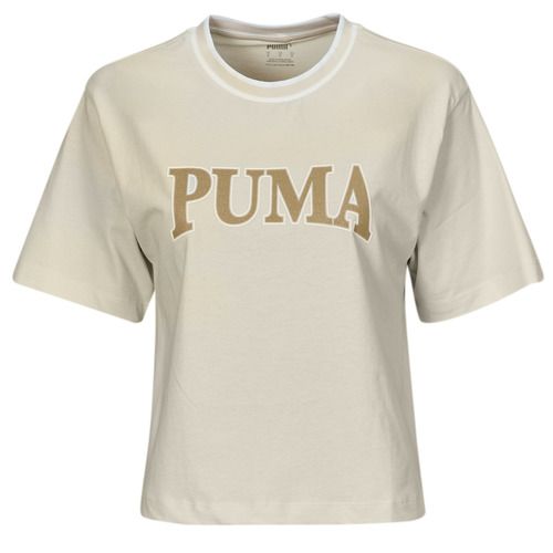 T-shirt PUMA SQUAD GRAPHIC TEE beige per donna, maniche corte, elegante e comoda, ideale per il tempo libero e l'allenamento. Design moderno e sportivo, realizzata con materiali di alta qualità per garantire comfort e traspirabilità. Perfetta per abbinamenti casual e attività athleisure. Aggiungi un tocco di stile al tuo guardaroba con la T-shirt PUMA SQUAD GRAPHIC TEE.