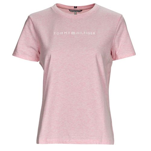T-shirt rosa Tommy Hilfiger REG FROSTED CORP LOGO C-NK SS maniche corte per donna, elegante e versatile, perfetta per ogni occasione. Realizzata con materiali di alta qualità per un comfort ottimale, questa maglietta con logo iconico è ideale per completare il tuo look casual. Acquista ora per aggiungere un tocco di stile al tuo guardaroba!