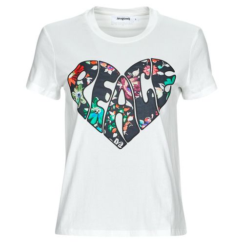 T-shirt Desigual TS_COR Bianco maniche corte per donna, realizzata in cotone morbido e leggero. Design elegante e moderno, ideale per outfit casual e alla moda. Perfetta per la stagione estiva e adatta a qualsiasi occasione. Aggiungi un tocco di stile al tuo guardaroba con questa versatile T-shirt bianca.
