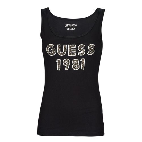Top donna Guess LOGO TANK TOP nero, elegante e trendy, perfetto per ogni occasione. Realizzato con materiali di alta qualità, questo tank top è ideale per un look casual-chic. Aggiungi stile al tuo guardaroba con questo versatile top estivo.