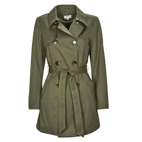 Trench Only ONLVALERIE TRENCHCOAT Kaki per donna, elegante e alla moda. Realizzato in tessuto di alta qualità, perfetto per ogni stagione. Aggiungi un tocco di stile al tuo guardaroba con questo trench versatile e chic, ideale per outfit casual e formali. Disponibile nel colore kaki, perfetto per ogni occasione.