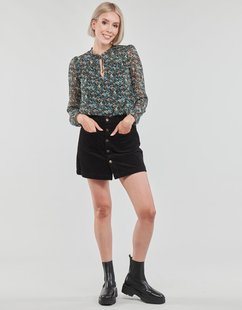jupes courtes Only Jupe courte noire pour femme ONLAMAZING HW CORD SKIRT PNT - 2
