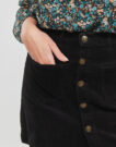 jupes courtes Only Jupe courte noire pour femme ONLAMAZING HW CORD SKIRT PNT - 5