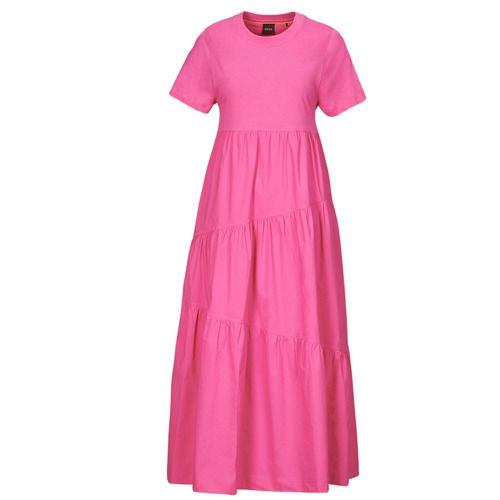 Abito lungo donna BOSS C_Enesi_1 in rosa, caratterizzato da un design elegante e moderno. Perfetto per occasioni speciali, questo abito esalta la figura femminile con il suo tessuto morbido e fluido. Scopri lo stile unico di BOSS e aggiungi un tocco di raffinatezza al tuo guardaroba primaverile. Abito ideale per matrimoni, eventi serali e feste. Acquista ora per completare il tuo look con classe.