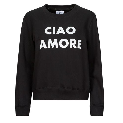 Felpa donna Betty London BELMI nera, elegante e versatile, perfetta per ogni stagione. Tessuto morbido e confortevole, ideale per look casual o sportivi. Aggiungi un tocco di stile al tuo guardaroba con questa felpa alla moda. Disponibile in diverse taglie.
