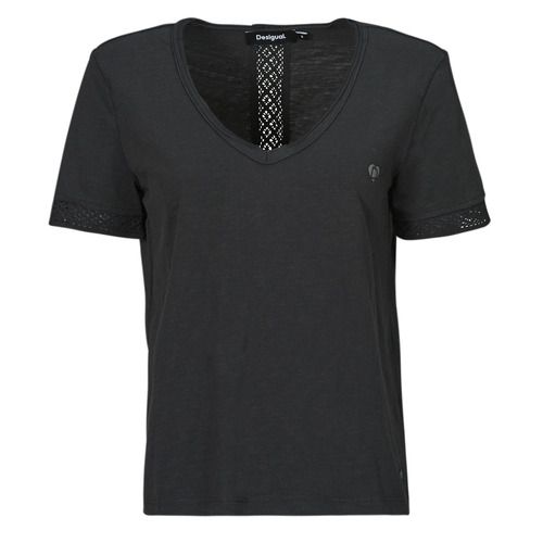 T-shirt Desigual TS_DAMASCO nera con maniche corte per donna, elegante e trendy, perfetta per outfit estivi. Realizzata in tessuto di alta qualità, offre comfort e stile. Ideale per ogni occasione, dal casual al fashion. Acquista ora la tua T-shirt Desigual TS_DAMASCO per un look unico e alla moda!