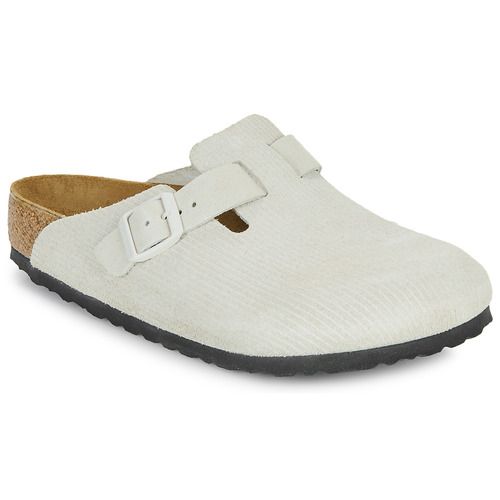 Zoccoli Donna Birkenstock Boston LEVE Corduroy Antique White Beige, eleganti e confortevoli, perfetti per la stagione primaverile ed estiva. Realizzati in morbido corduroy, offrono un design alla moda e un comfort senza pari per lunghe giornate. Ideale per un look casual e chic, questi zoccoli Birkenstock sono un must-have per il tuo guardaroba.