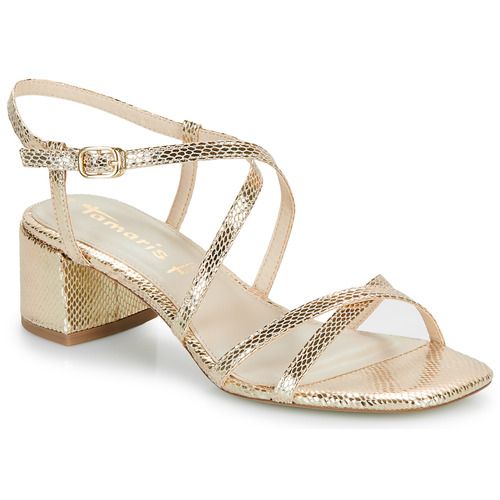 Sandali Donna Tamaris 28204-968 in Oro, eleganti e alla moda, perfetti per ogni occasione. Con tacco comodo e design moderno, questi sandali sono ideali per completare il tuo outfit estivo. Scegli il comfort e lo stile con i sandali Tamaris, un must-have per la tua collezione di calzature.