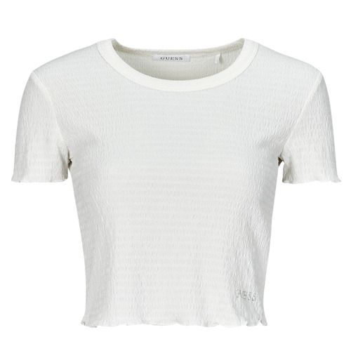 T-shirt Guess CN SMOKED Bianco maniche corte per donna, ideale per look casual ed eleganti. Design moderno e versatile, perfetta per ogni occasione. Spedizione veloce e qualità garantita. Acquista ora la tua t-shirt Guess!