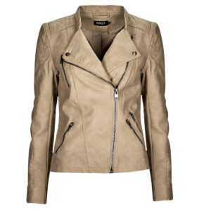 Giacca in pelle  Only  ONLAVA FAUX LEATHER BIKER OTW  Beige Giacche in pelle Donna