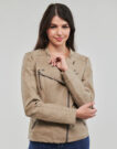 Giacca in pelle  Only  ONLAVA FAUX LEATHER BIKER OTW  Beige -   Giacche in pelle Donna - 5
