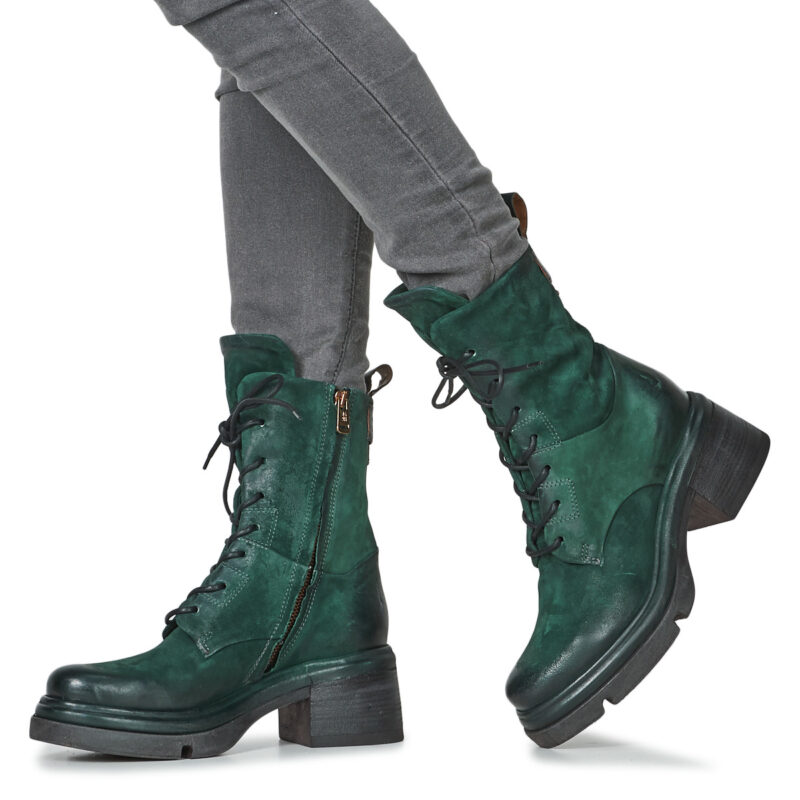 Airstep / AS98 A89214-101-6906 Gr&uuml;ne Damen-Ankle-Boots - Gr&ouml;&szlig;e 8