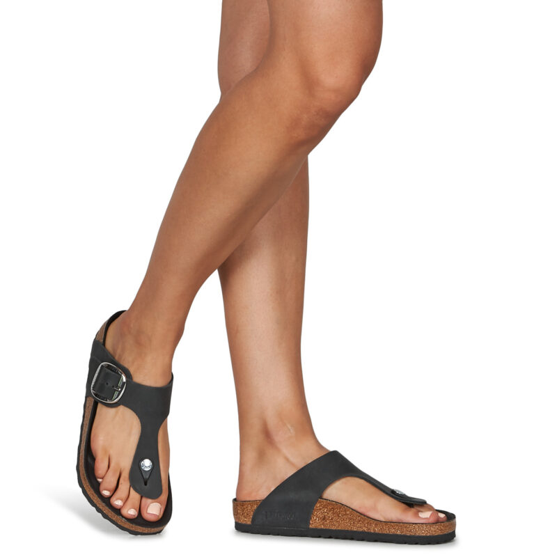 BIRKENSTOCK Gizeh Big Buckle Pelle / Huilé / Black / Regular Nero Infradito Donna - 8