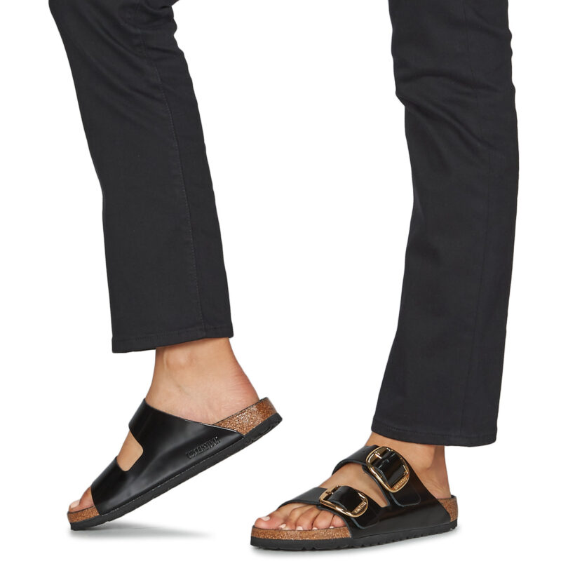 BIRKENSTOCK Arizona Big Buckle High / Light / Black / Narrow Black Damen-Slipper - 8