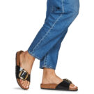 BIRKENSTOCK Madrid Big Buckle Birko-flor / Barniz / Negro / Oro / Estrecha Mujer Chancla - 8