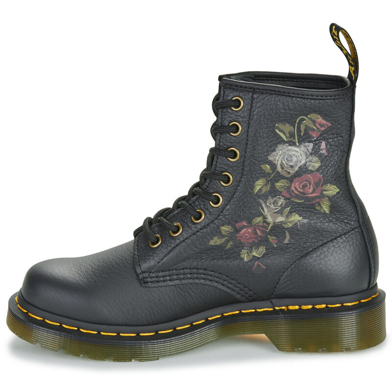 Dr. Martens 1460 DECAYED ROSES CLASSIC TUMBLED NAPPA Schwarze Damen-Ankle-Boots - Gr&ouml;&szlig;e 4