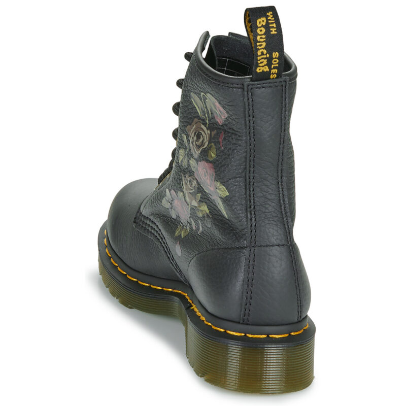 Dr. Martens 1460 DECAYED ROSES CLASSIC TUMBLED NAPPA Schwarze Damen-Ankle-Boots - Gr&ouml;&szlig;e 5