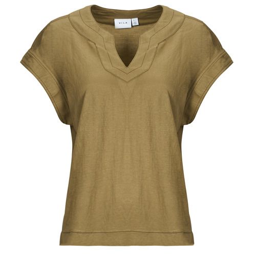 Camicetta Kaki Donna Vila VITIKKI: elegante blouse in colore kaki, perfetta per ogni occasione, presenta un design moderno e fresco. Realizzata con materiali di alta qualità, offre comfort e stile. Ideale per outfit casual o formali, questa camicetta è un must-have per il guardaroba femminile. Acquista ora la camicetta Vila VITIKKI per un look sofisticato e alla moda.