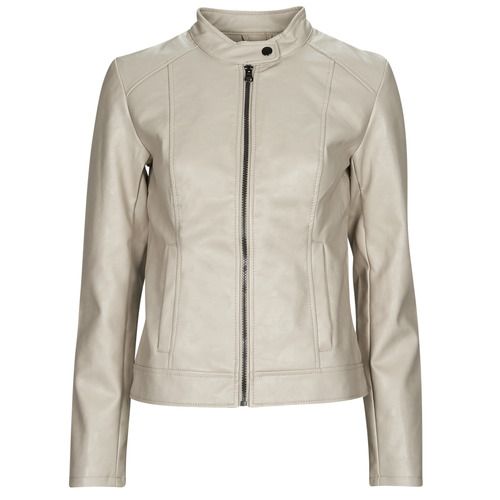 Giacca in pelle JDY EMILY FAUX LEATHER JACKET Beige per Donna, elegante e versatile, perfetta per outfit casual e di tendenza.