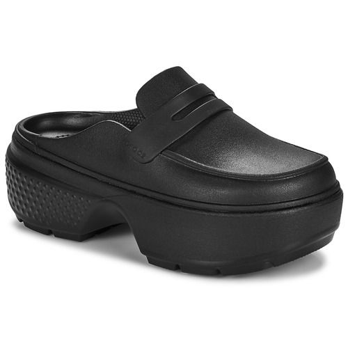 Zoccoli Donna Crocs Stomp Loafer Nero in pelle, eleganti e comfortevoli, ideali per l'uso quotidiano. Perfetti per ogni occasione, questi zoccoli offrono una combinazione di stile e praticità, rendendoli un must-have nel guardaroba. Acquista ora per un look chic e alla moda!
