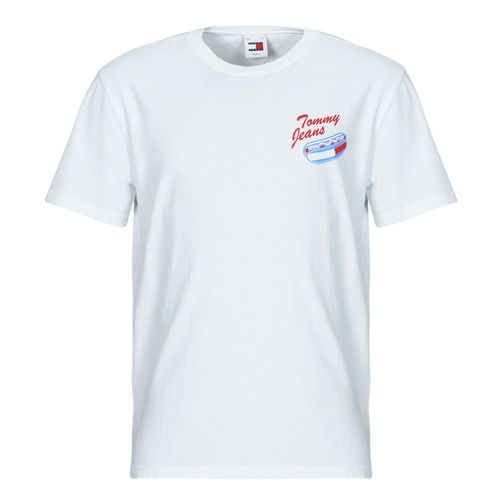 T-shirt bianca Tommy Jeans TJM REG FUN NOVELTY TEE uomo, modello a maniche corte, ideale per look casual e alla moda. Perfetta per l'estate e facile da abbinare, questa T-shirt offre comfort e stile. Scopri la qualità e il design unico di Tommy Jeans.