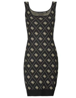 Abito corto  Guess  SARAH 4G SL DRESS SWTR  Nero -  Abiti corti Donna