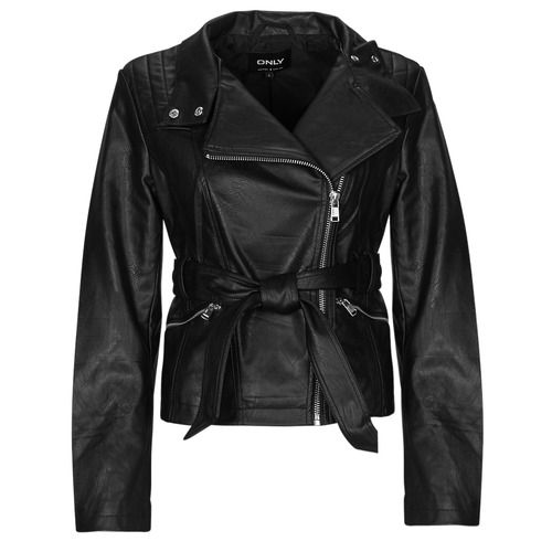 Giacca in pelle Donna Only ONLMANILLA Nero, elegante e versatile, perfetta per outfit casual e chic. Realizzata in pelle di alta qualità, offre comfort e stile. Aggiungi un tocco moderno al tuo guardaroba con questa giacca must-have.