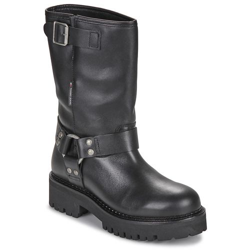 Stivaletti Tommy Jeans TJW URBAN BIKER BOOT LEATHER Neri per Donna, in pelle resistente, design urbano, ideali per look casual e alla moda. Compra ora e completa il tuo outfit con stile!