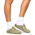 Sabots homme BIRKENSTOCK Boston en daim kaki, pointure 8
