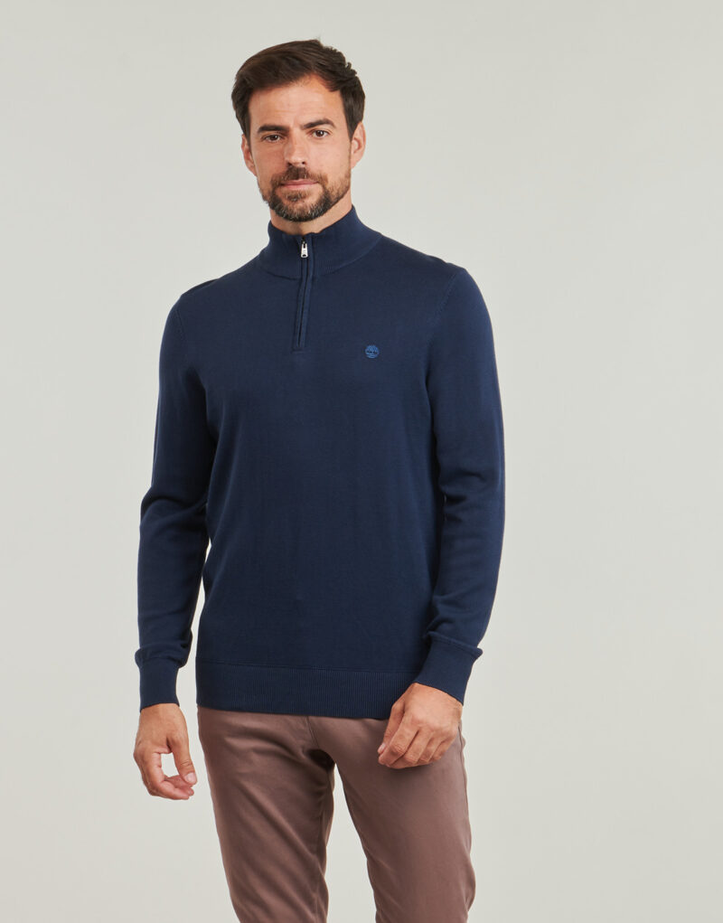 Timberland Baumwollpullover mit 1/4-Rei&szlig;verschluss, blau, Herrenpullover - 2
