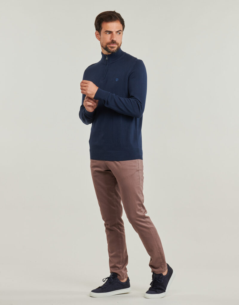 Timberland Baumwollpullover mit 1/4-Rei&szlig;verschluss, blau, Herrenpullover - 3