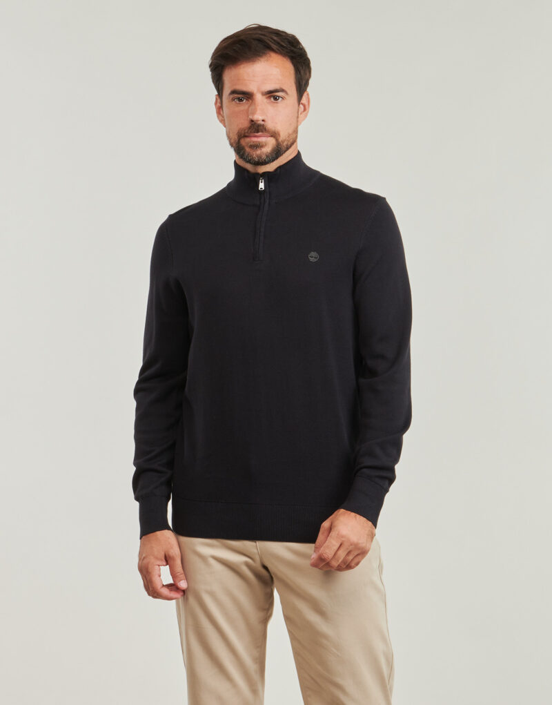 Timberland Baumwollpullover mit 1/4-Rei&szlig;verschluss, Schwarz, Herrenpullover - 2