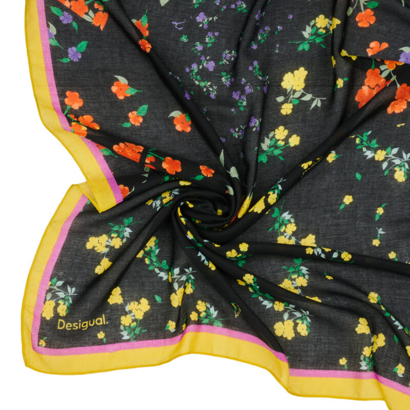 Sciarpa Desigual FOU MIXED FLOWERS RECTANGLE Multicolore Sciarpe Donna - 3