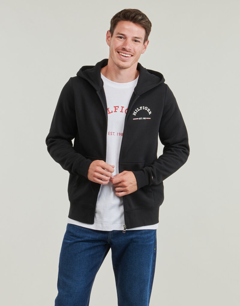 Felpe con cappuccio Tommy Hilfiger ROUNDALL HOODED ZIP THROUGH Nero Felpe con cappuccio Uomo - 2