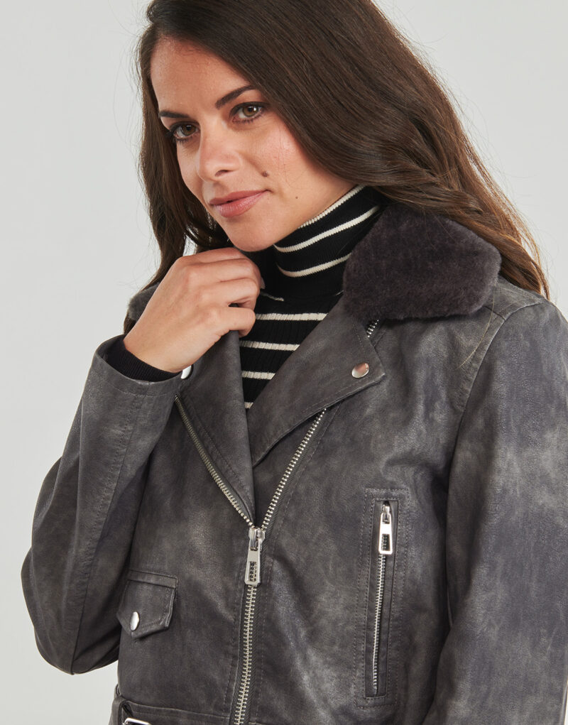 Giacca in pelle Only ONLMACY Nero Giacche in pelle Donna - 5