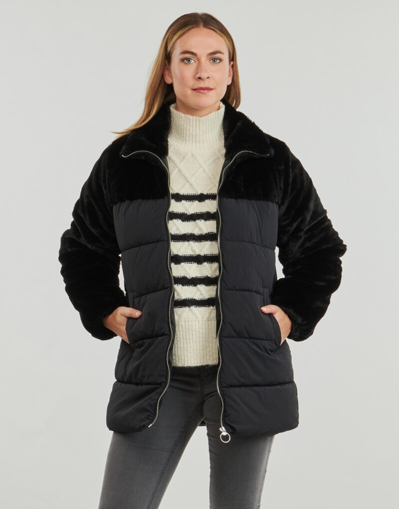 Piumino Only ONLWANJA FUR PUFFER MIX COAT CC OTW Nero Piumini Donna - 2
