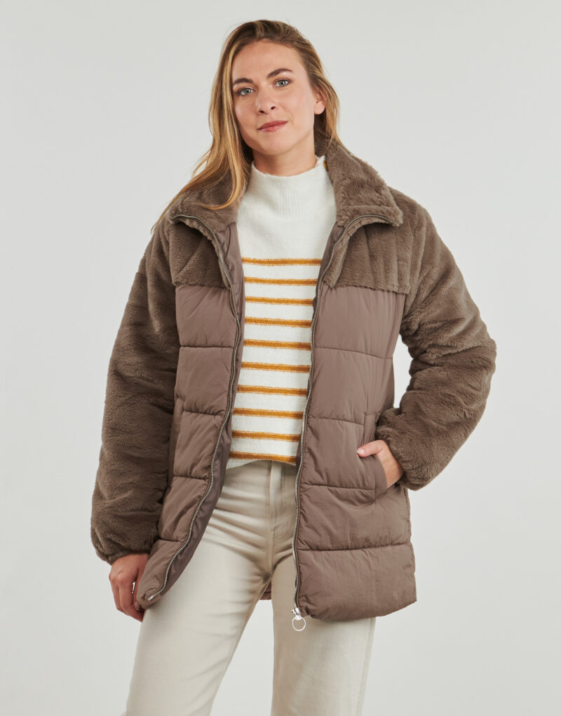 Duvet Only ONLWANJA FUR PUFFER MIX COAT CC OTW Brown Women's Down Jackets - 2