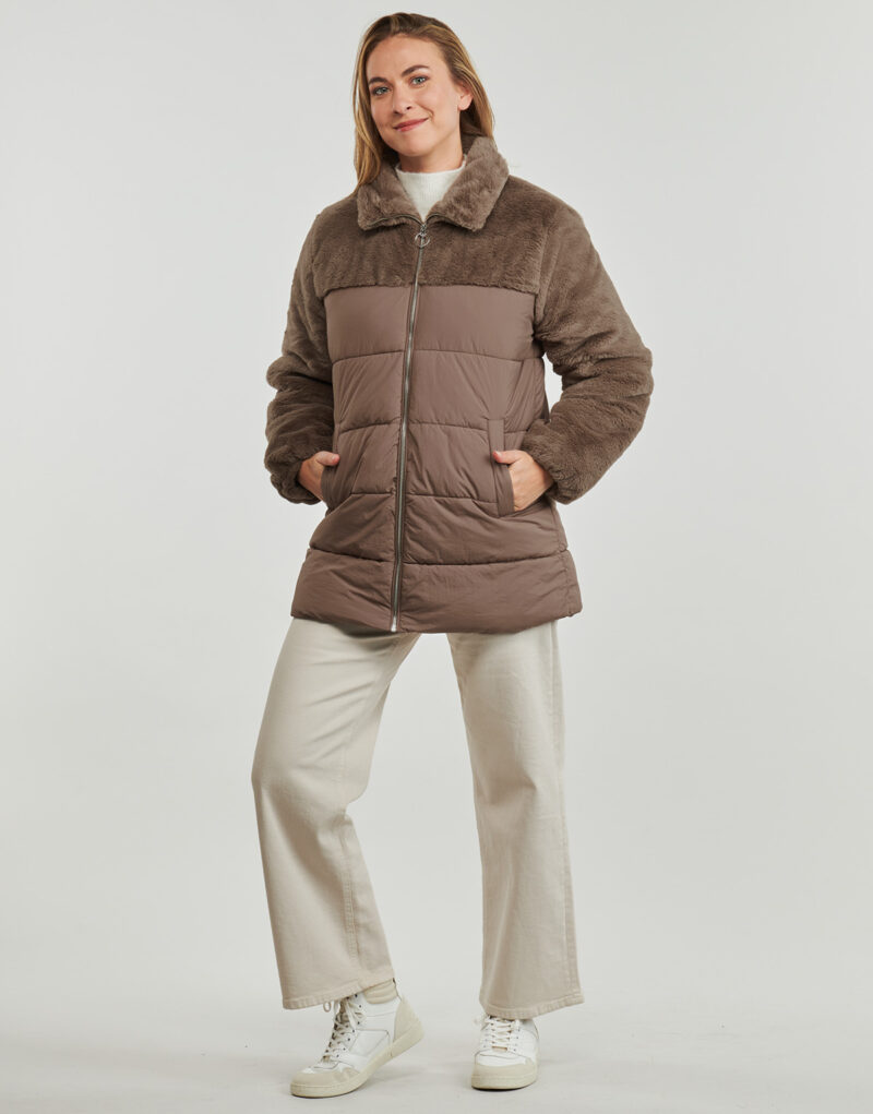 Duvet Only ONLWANJA FUR PUFFER MIX COAT CC OTW Brown Women's Down Jackets - 3