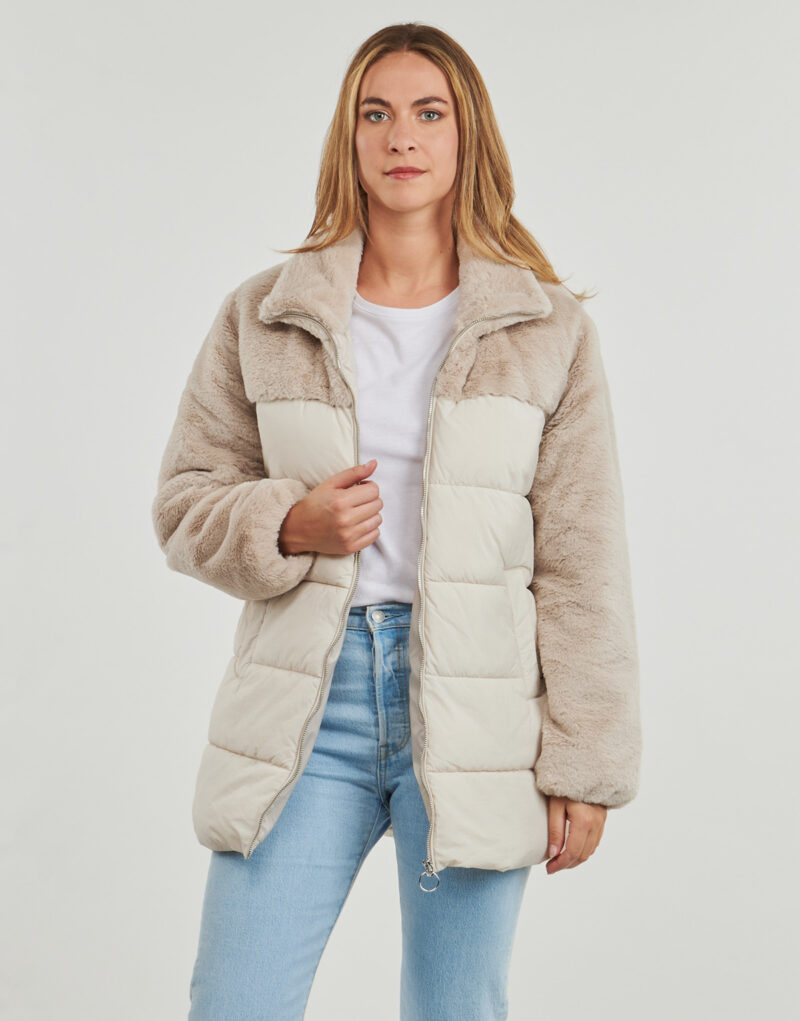 Duvet Only ONLWANJA FUR PUFFER MIX COAT CC OTW Beige Piumini Donna - 2