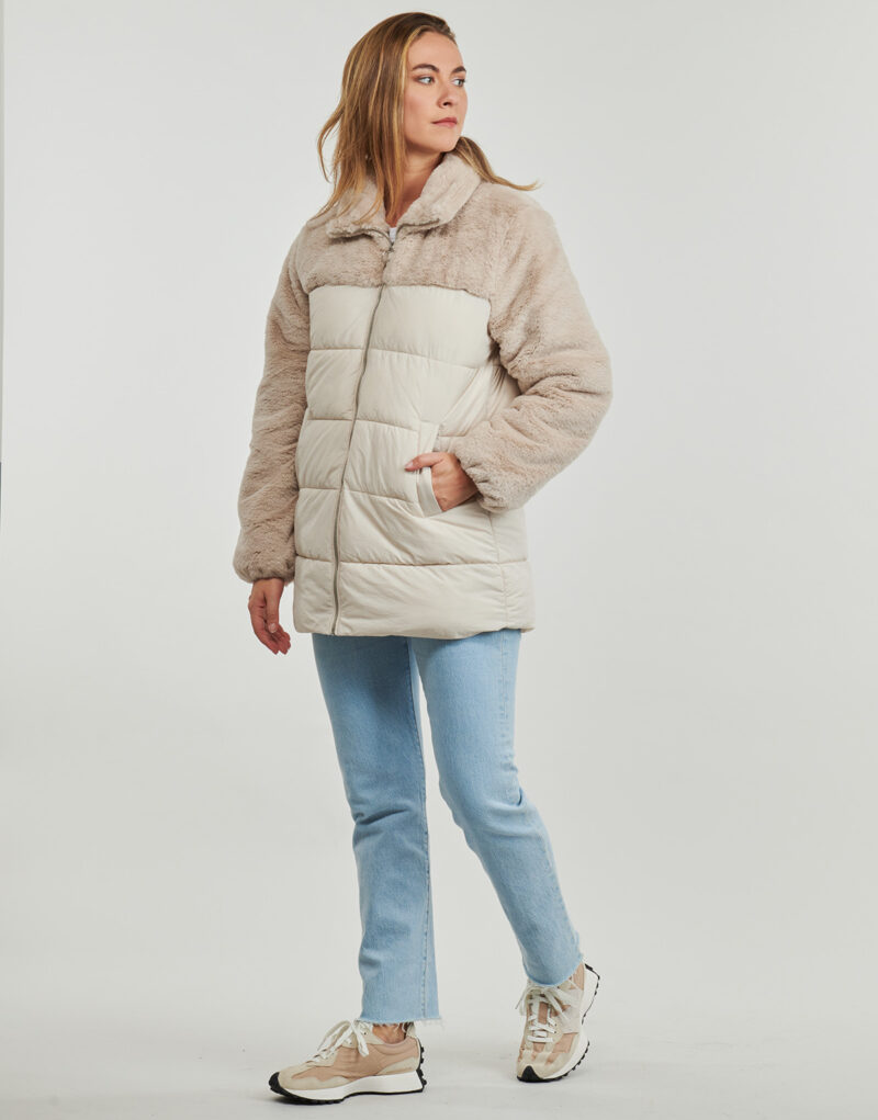 Duvet Only ONLWANJA FUR PUFFER MIX COAT CC OTW Beige Piumini Donna - 3