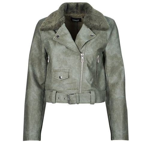 Giacca in pelle donna Only ONLMACY grigia, elegante e versatile, ideale per ogni occasione. Design moderno e pratico, perfetta per completare il tuo outfit con stile. Acquista ora per un look alla moda!