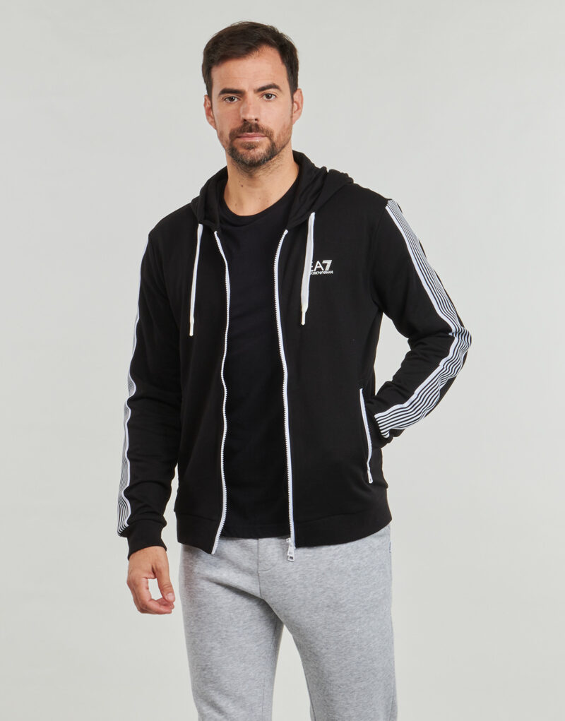 Felpe con cappuccio Emporio Armani EA7 7 LINES SWEATSHIRT Nero Felpe con cappuccio Uomo - 2