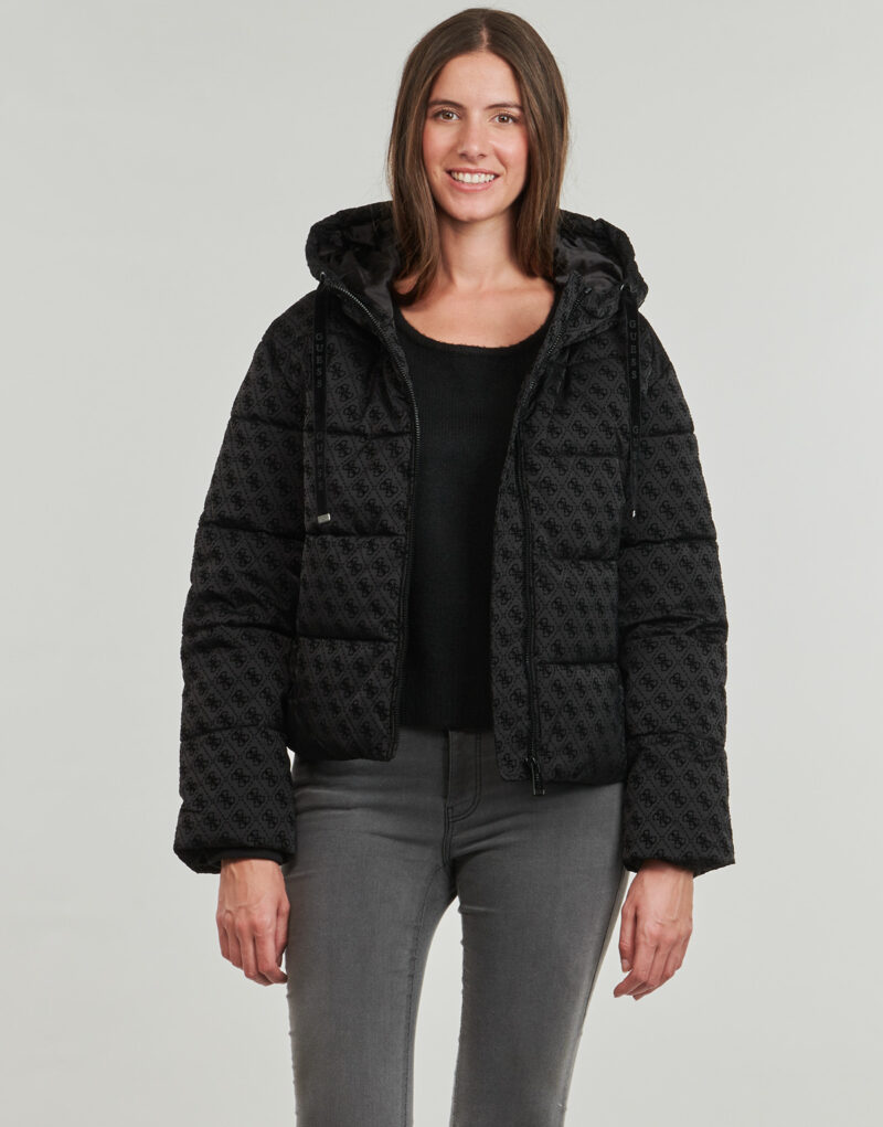 Piumino Guess DAISY PUFFER LOGO FLOCK Nero - Piumini Donna - 2