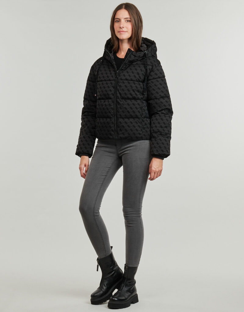 Piumino Guess DAISY PUFFER LOGO FLOCK Nero - Piumini Donna - 3