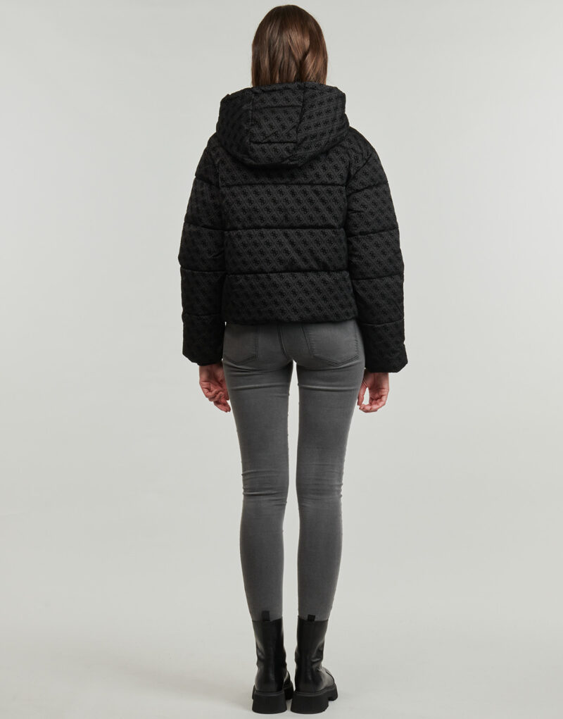 Piumino Guess DAISY PUFFER LOGO FLOCK Nero - Piumini Donna - 4