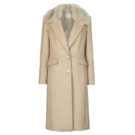 Mantella Guess NANCY FIT COAT FAUX FUR COLLAR Beige Mantelle Donna - 1