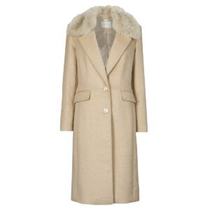 Mantella  Guess  NANCY FIT COAT FAUX FUR COLLAR  Beige -  Mantelle Donna