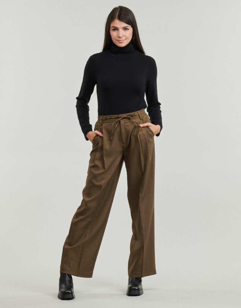 Suit trousers Only ONLHELENA LIFE MEL HW STRI WIDE PANT TLR Brown Women's Suit Trousers - 2