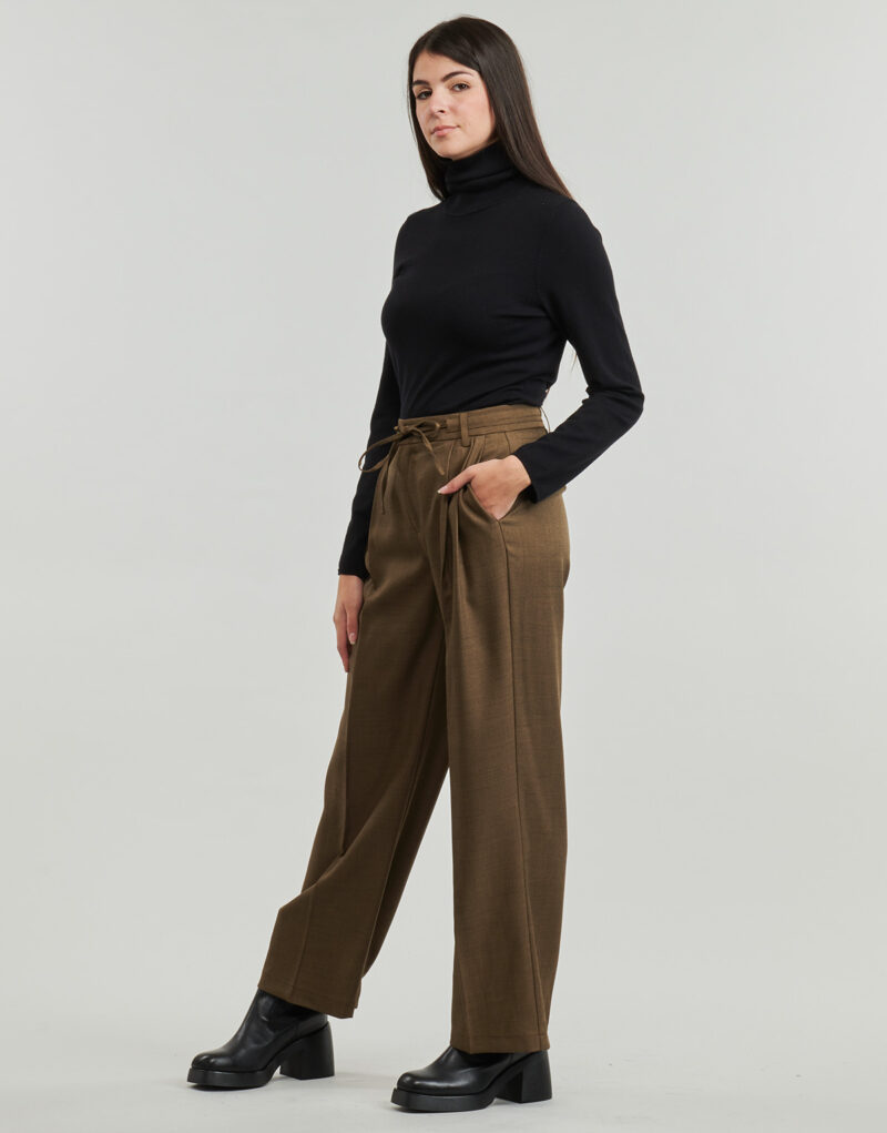 Suit trousers Only ONLHELENA LIFE MEL HW STRI WIDE PANT TLR Brown Women's Suit Trousers - 3
