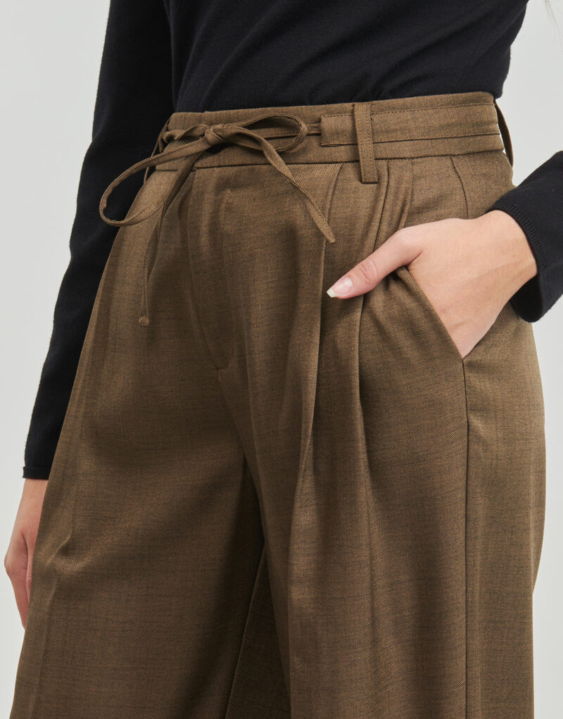 Suit trousers Only ONLHELENA LIFE MEL HW STRI WIDE PANT TLR Brown Women's Suit Trousers - 5